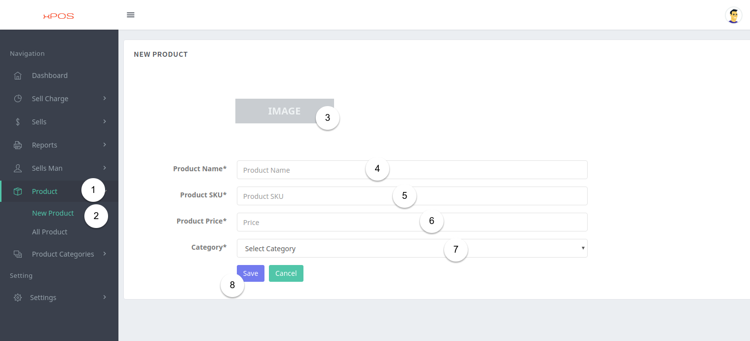New Product Screen
