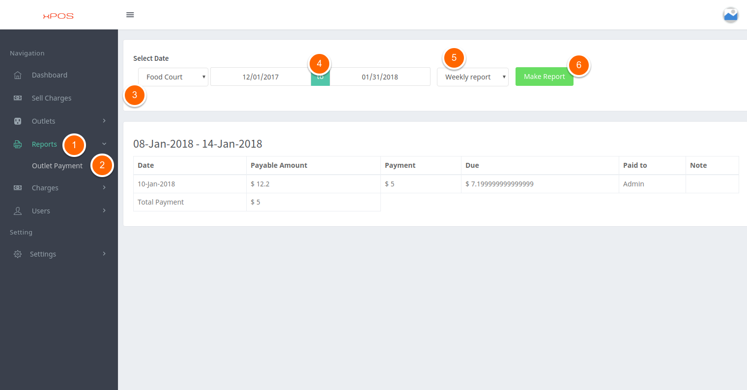 Payment Report Screen Payment Report Screen